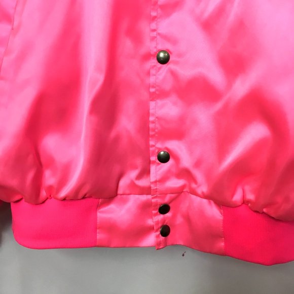 50's Style Pink Satin Bomber Poodle Style Jacket  Mac's Diner Vtg  2XL - Picture 6 of 13